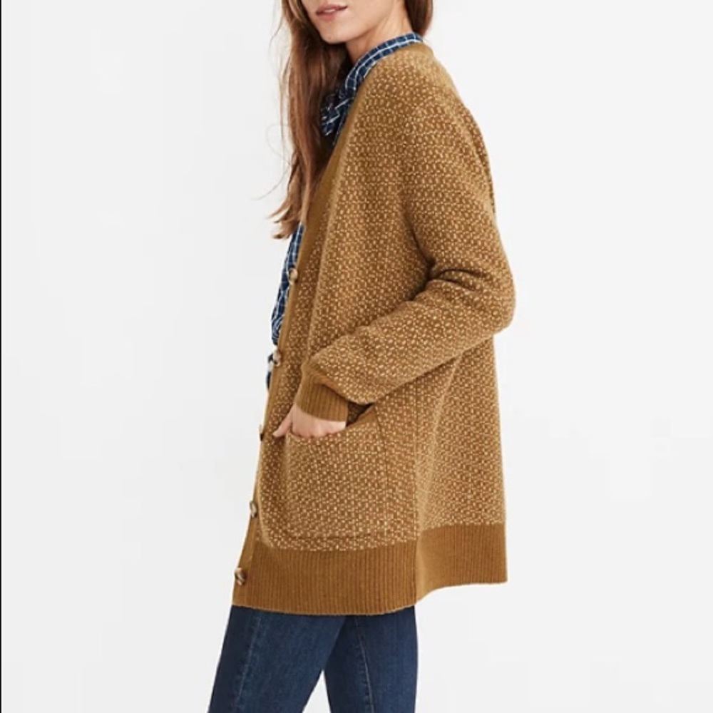Madewell Bird’s Eye Mansfield Cardigan Sweater - Picture 2 of 6